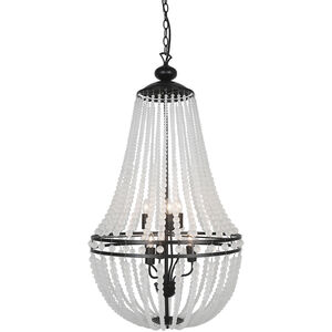 Dawson 6 Light 20 inch Matte Black with Frosted Chandelier Ceiling Light