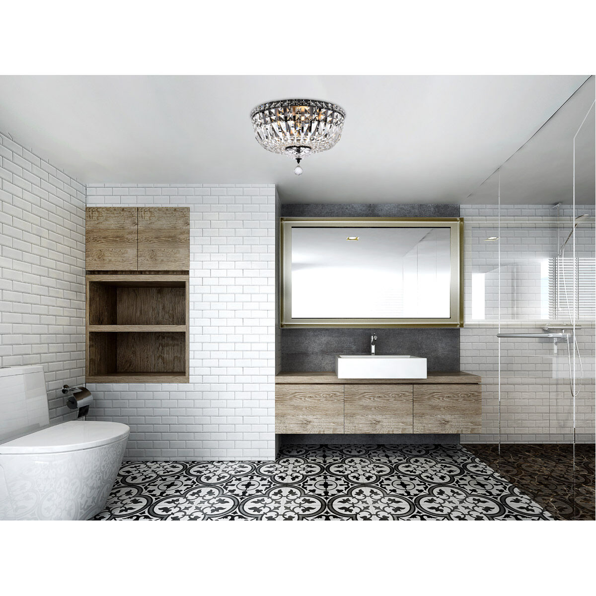 Tranquil 6 Light 16 inch Black and Clear Flush Mount Ceiling Light