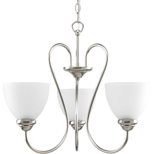 Heart 3 Light 22 inch Brushed Nickel Chandelier Ceiling Light