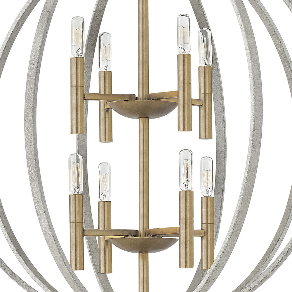 Euclid 8 Light 28.25 inch Cement Gray with Brushed Gold Indoor Foyer Light Ceiling Light