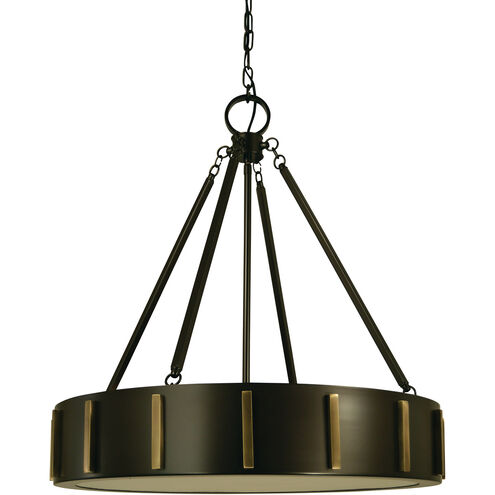 Pantheon 4 Light 23 inch Mahogany Bronze with Antique Brass Pendant Ceiling Light
