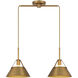 Vintage 2 Light 29 inch Natural Brass Linear Chandelier Ceiling Light