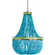 Hedy 3 Light 22 inch Pyrite Bronze/Turquoise/Jade Chandelier Ceiling Light, Marjorie Skouras Collection