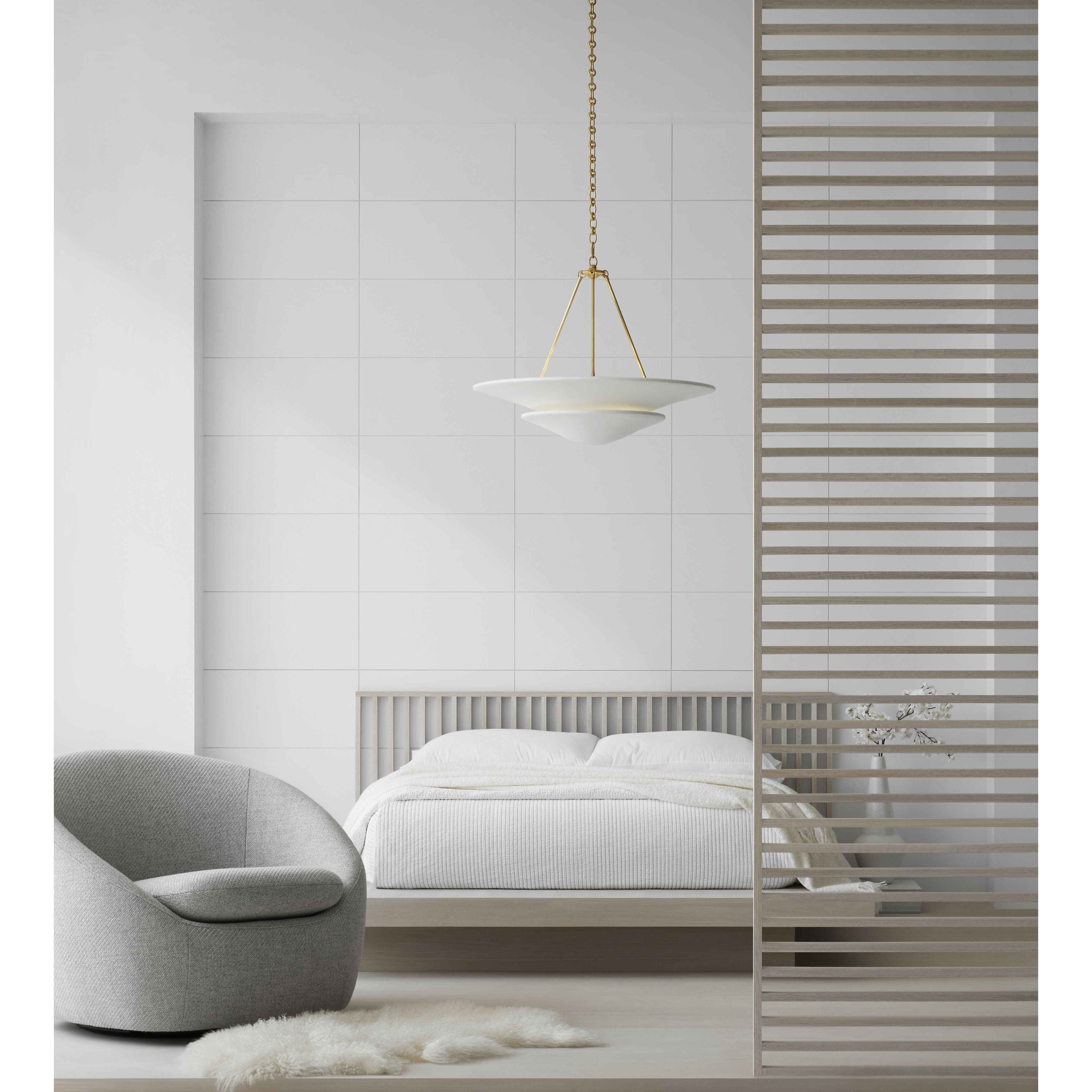 AERIN Mollino 6 Light 32 inch Hand-Rubbed Antique Brass Tiered Chandelier Ceiling Light, Large