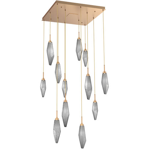 Rock Crystal LED Novel Brass Chandelier Ceiling Light, Square Multi-Port
