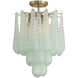 Ollie 4 Light 14.25 inch Aged Brass Semi Flush Ceiling Light in Sand Glass Green