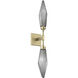 Rock Crystal LED 4.5 inch Gilded Brass Indoor Sconce Wall Light in Chilled Smoke, 2700K LED, Double