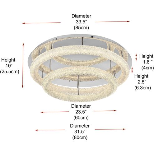 Bowen 2 Light 33.5 inch Chrome Flush Mount Ceiling Light