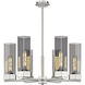 Claverack 6 Light 28.38 inch Satin Nickel Chandelier Ceiling Light in Plated Smoke Glass