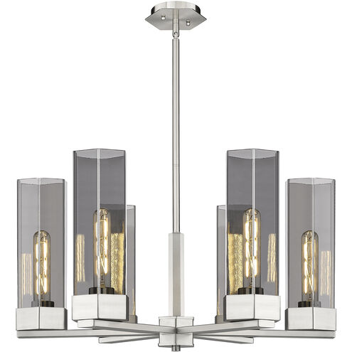 Claverack 6 Light 28.38 inch Satin Nickel Chandelier Ceiling Light in Plated Smoke Glass