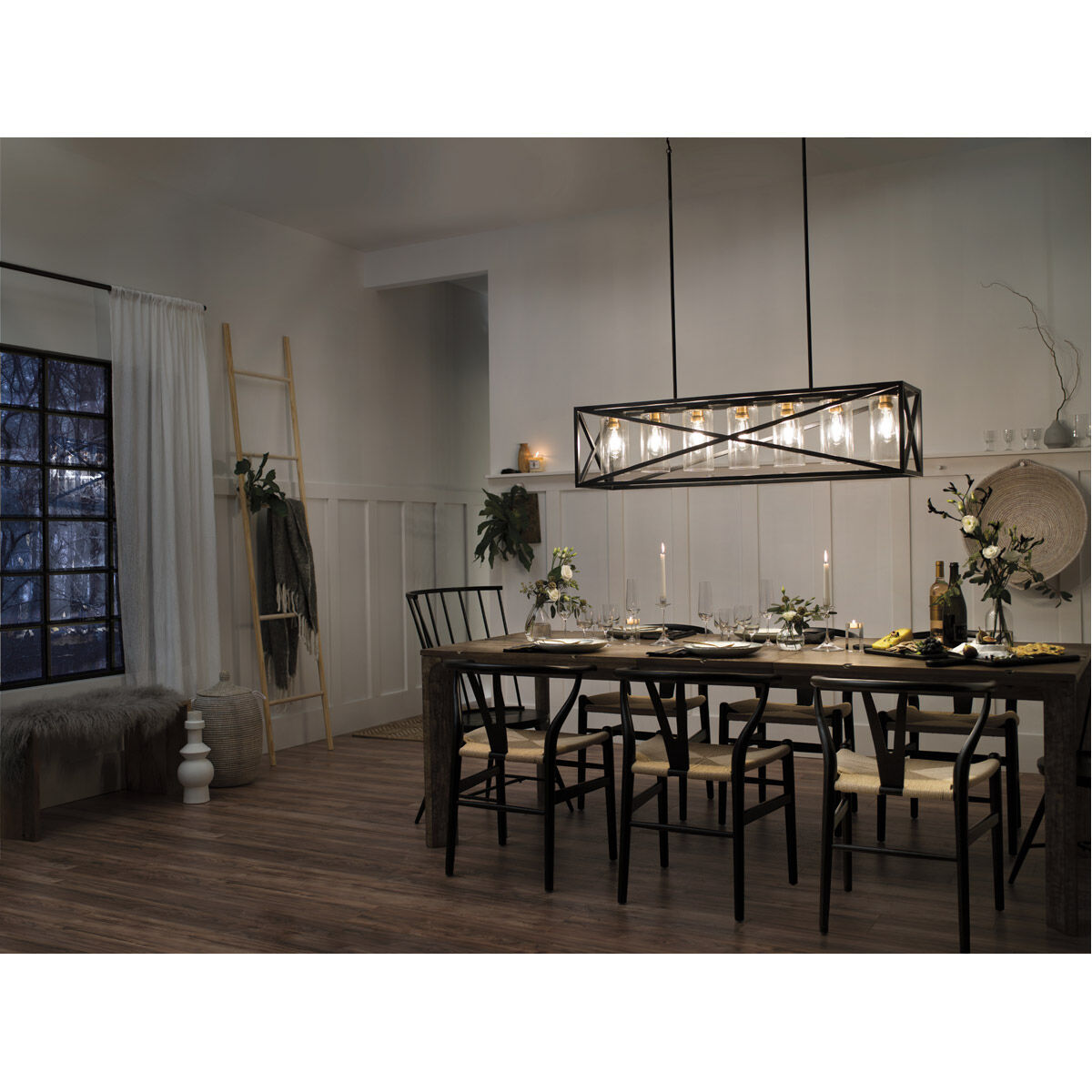 Moorgate 5 Light 12 inch Black Chandelier Linear Ceiling Light