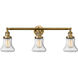 Franklin Restoration Bellmont 3 Light 30 inch Brushed Brass Bath Vanity Light Wall Light in Seedy Glass, Franklin Restoration