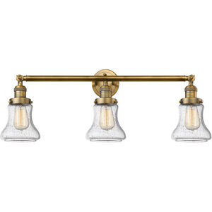 Franklin Restoration Bellmont 3 Light 30 inch Brushed Brass Bath Vanity Light Wall Light in Seedy Glass, Franklin Restoration