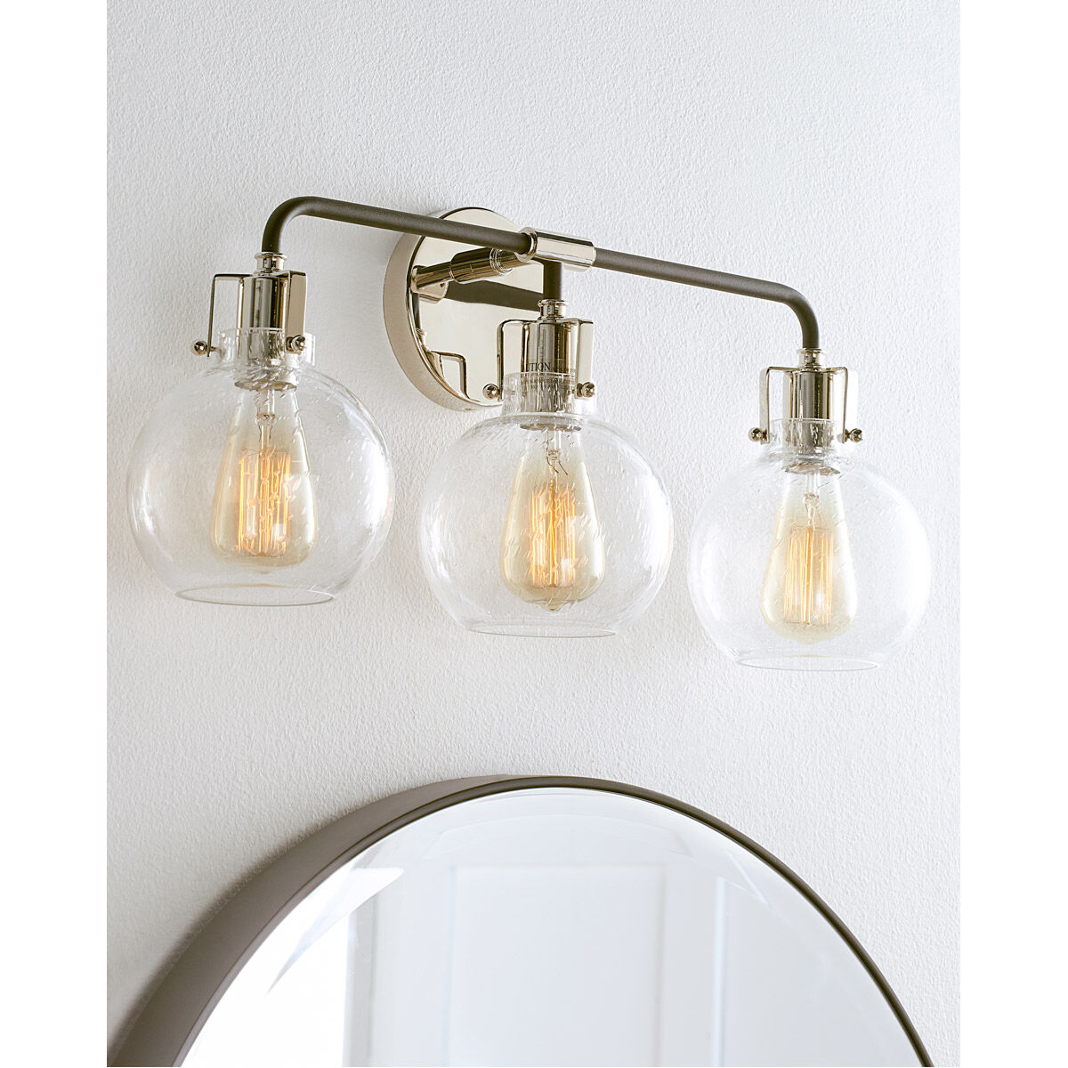 Sean Lavin Clara Vanity Light Wall Light in Polished Nickel / Textured Black