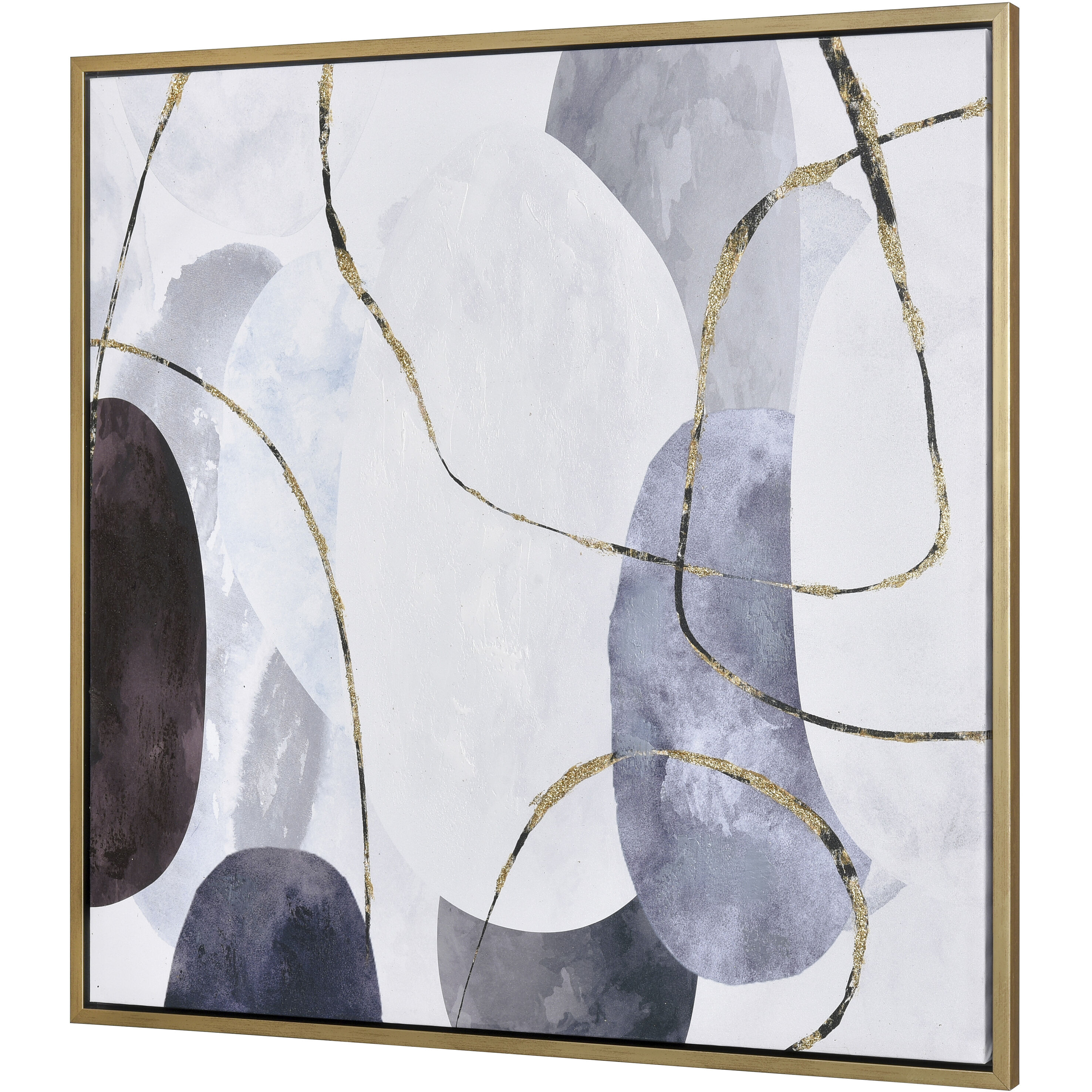 Kenner Gray with Gold Framed Wall Art