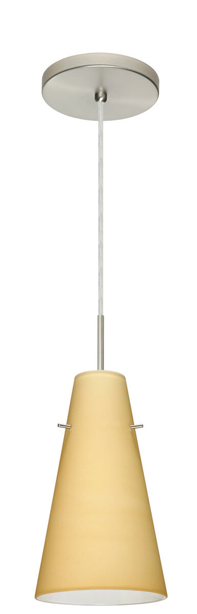 Cierro LED Satin Nickel Pendant Ceiling Light in Vanilla Matte Glass