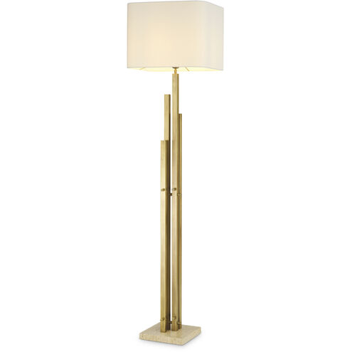 Destino 74.61 inch 40.00 watt Vintage Brass with Travertine Base Floor Lamp Portable Light