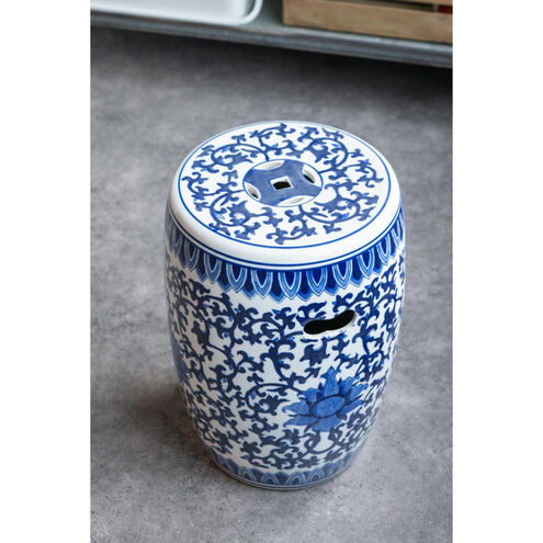 Garden 15.9 inch Blue and White Stool
