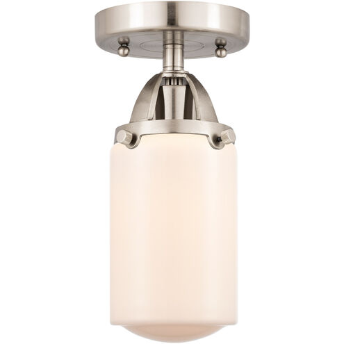Nouveau 2 Dover 1 Light 5 inch Brushed Satin Nickel Semi-Flush Mount Ceiling Light in Matte White Glass