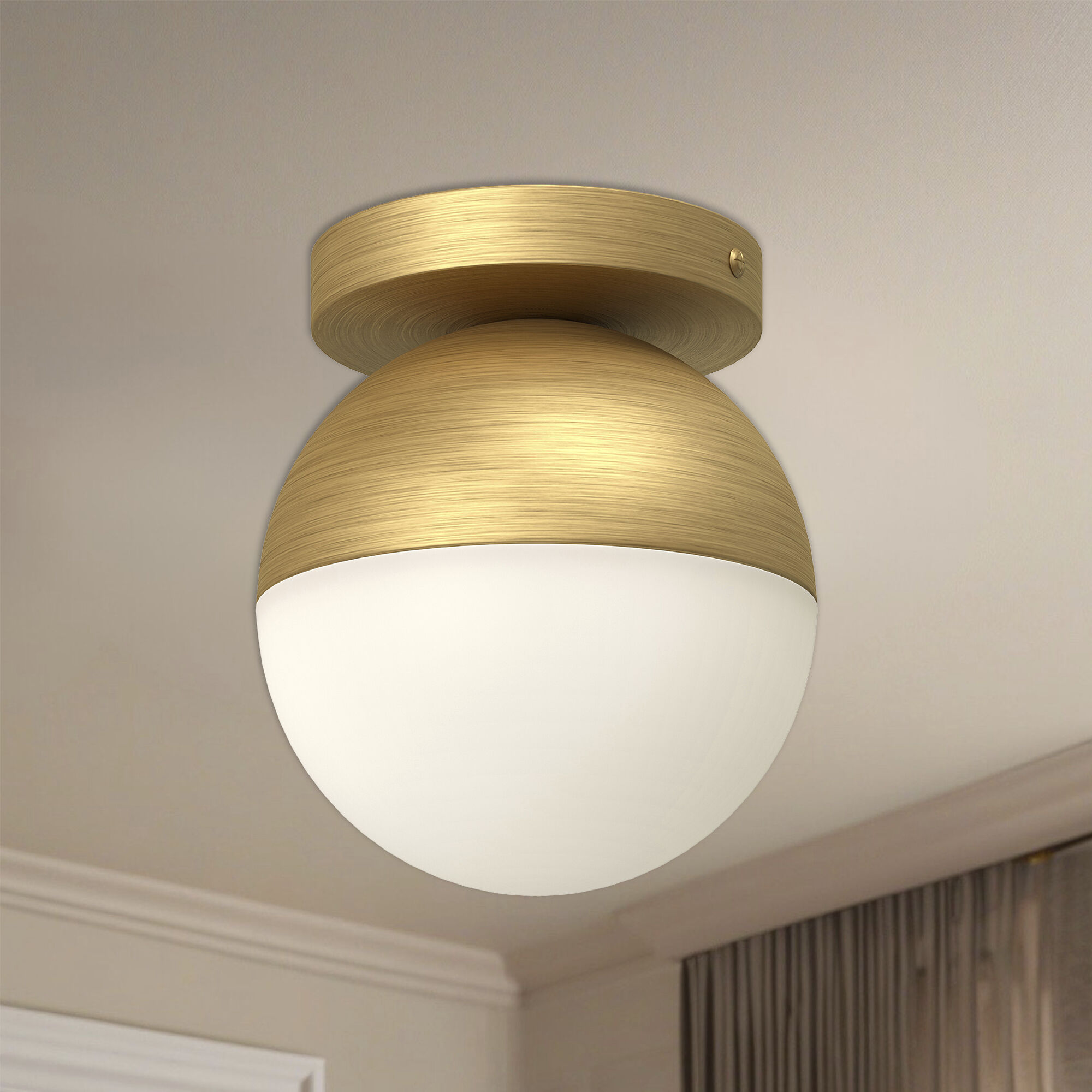 Monae 1 Light 6 inch Brushed Gold/Opal Glass Flush Mount Ceiling Light