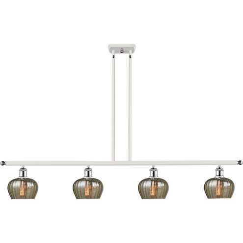 Ballston Fenton 4 Light 48 inch White and Polished Chrome Island Light Ceiling Light in Mercury Glass, Ballston