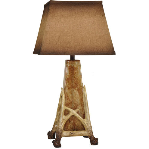 Antler Cage 31.5 inch 150 watt Resin Antler and Antique Glass Table Lamp Portable Light, with Nightlight