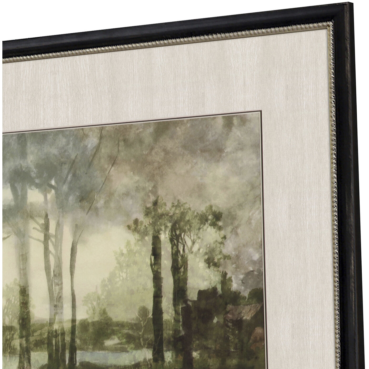 Sunset Pond Green and Beige and Brown Framed Art