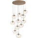 Nova LED LED Novel Brass Chandelier Ceiling Light, Round Multi-Pendant