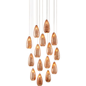 Rame 15 Light 23 inch Copper/Silver/Painted Silver Multi-Drop Pendant Ceiling Light