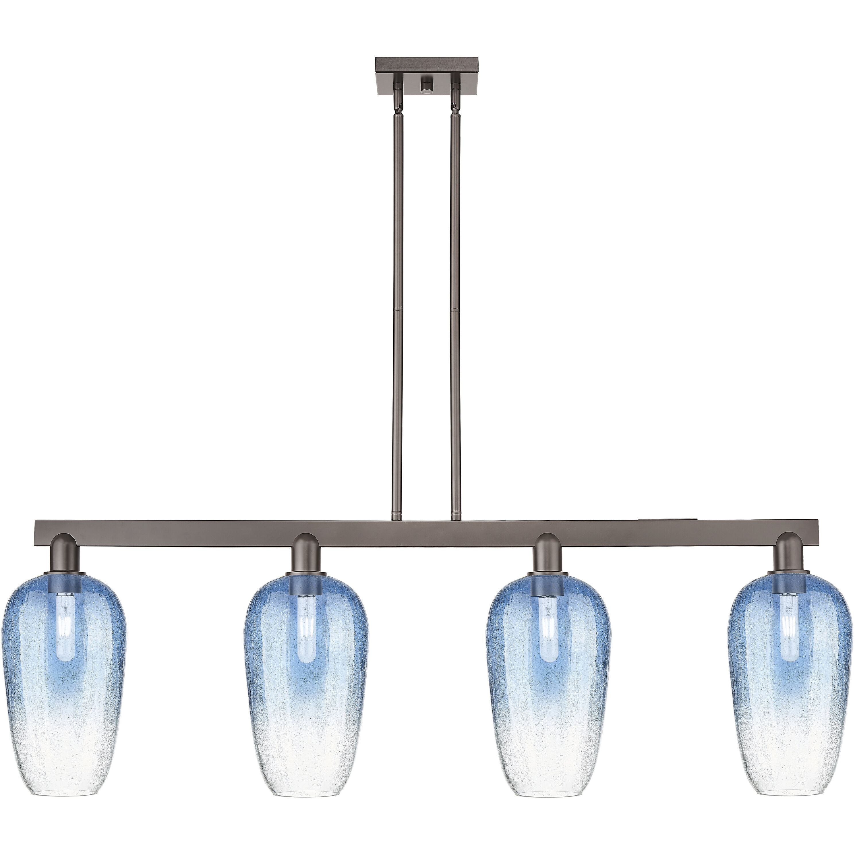 Brookhaven Flute Island Light Ceiling Light in Oil Rubbed Bronze, Sapphire Blue Glass