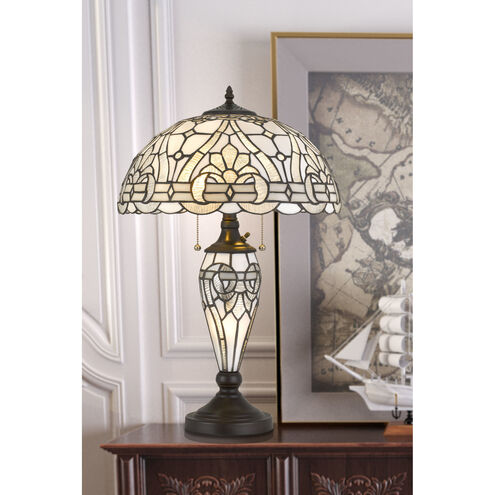Tiffany 25 inch 60 watt Black Table Lamp Portable Light