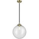 Nouveau Beacon LED 12 inch Black Antique Brass Mini Pendant Ceiling Light in Seedy, Nouveau