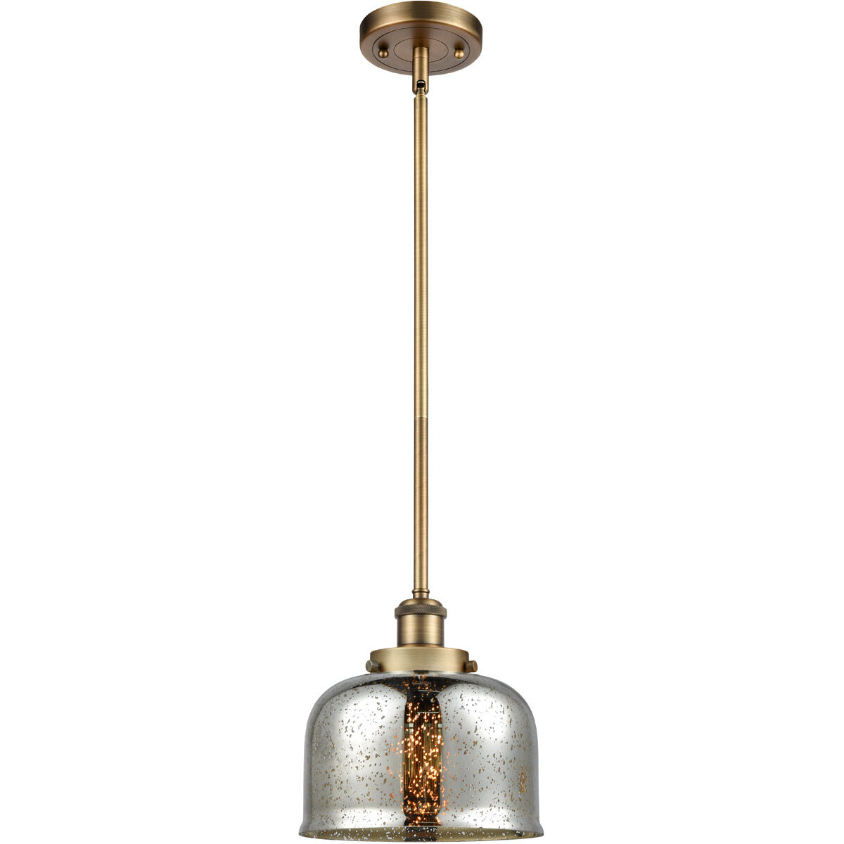 Ballston Bell 1 Light 8 inch Brushed Brass Mini Pendant Ceiling Light, Large Bell