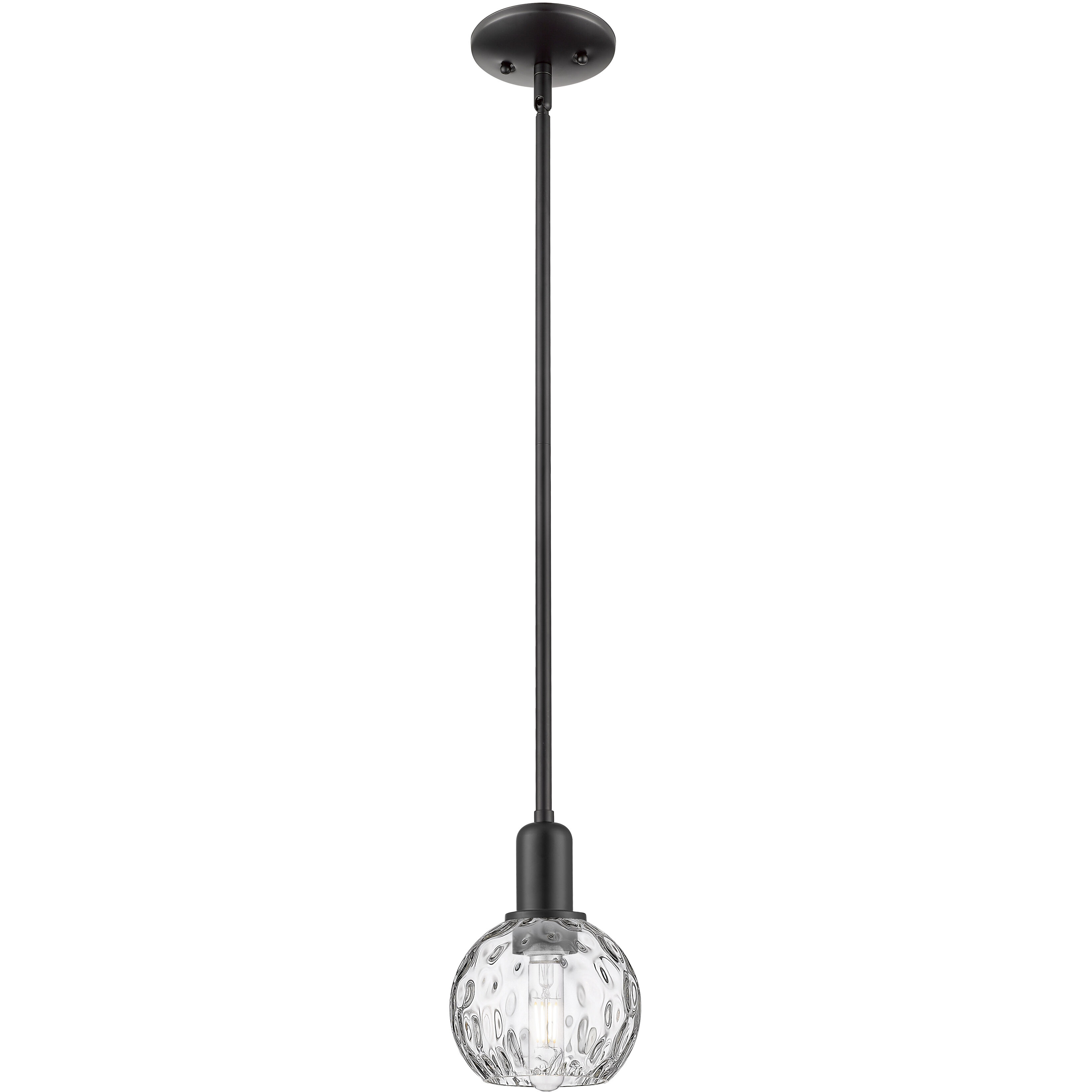 Arcadia Athens Water Glass 1 Light 6 inch Matte Black Mini Pendant Ceiling Light