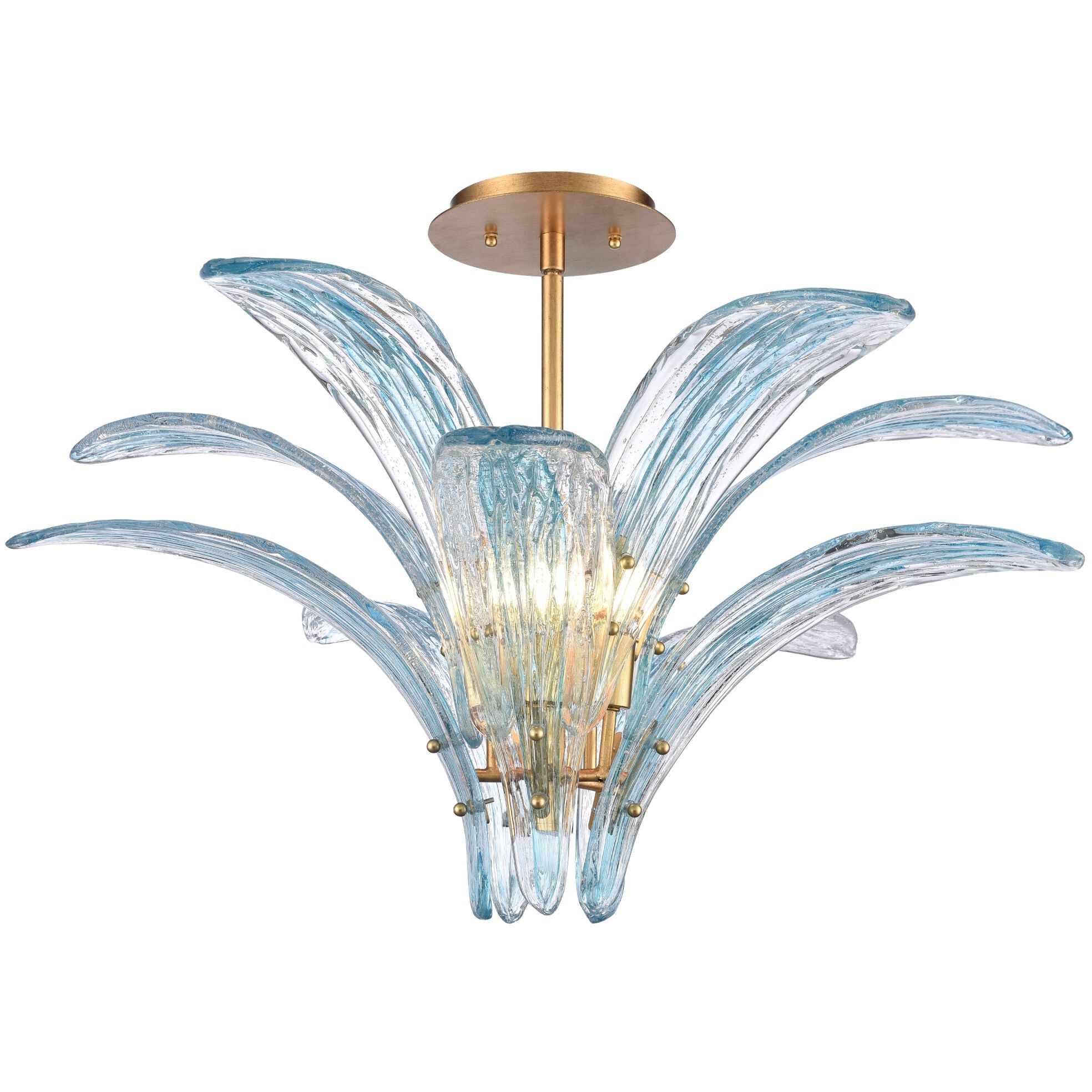 Fiore 5 Light 20 inch Antique Gold Leaf Semi Flush Ceiling Light