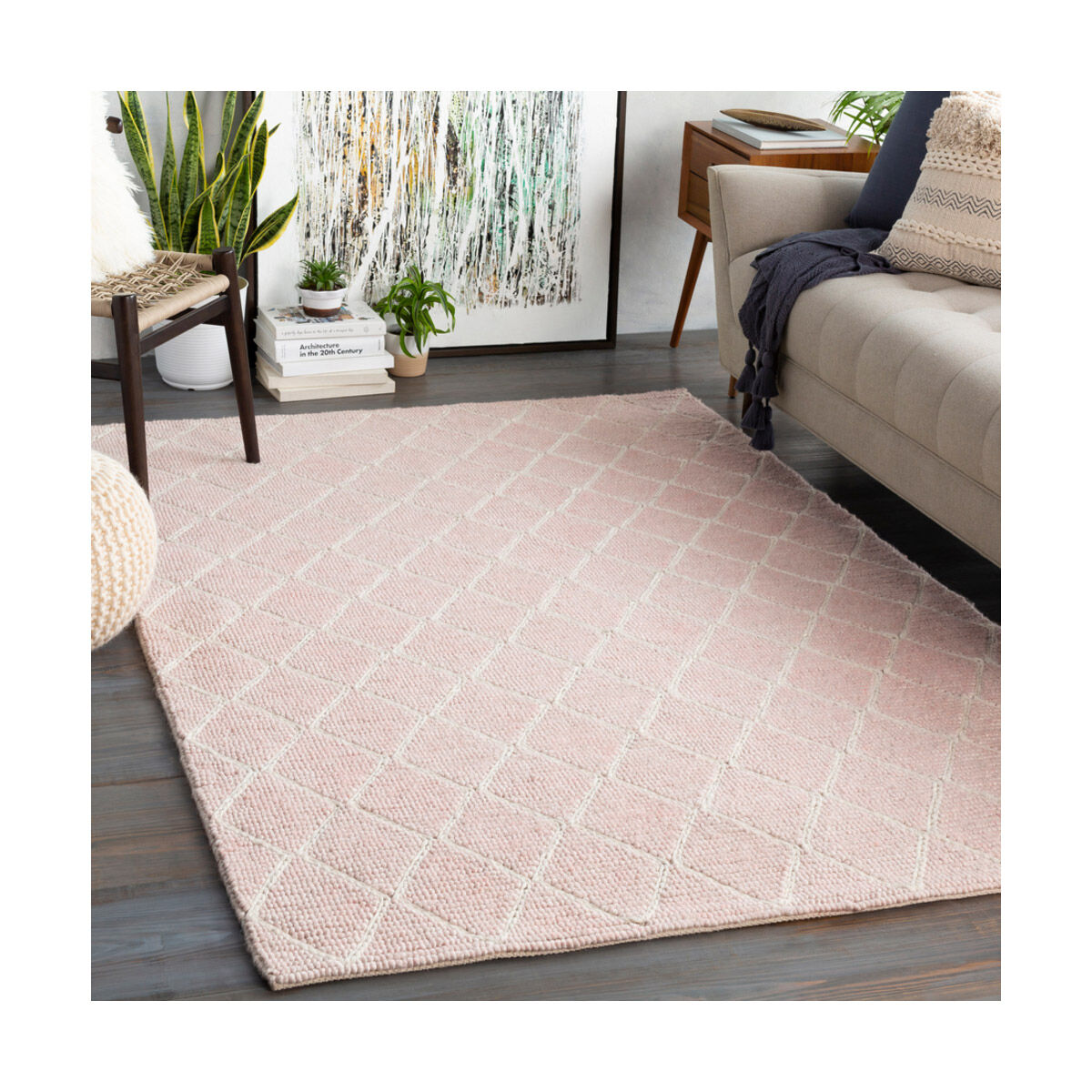 Whistler 36 X 24 inch Blush/Cream Rugs, Rectangle