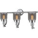 Franklin Restoration Small Bell 3 Light 28 inch Polished Chrome Bath Vanity Light Wall Light in Plated Smoke Glass, Franklin Restoration