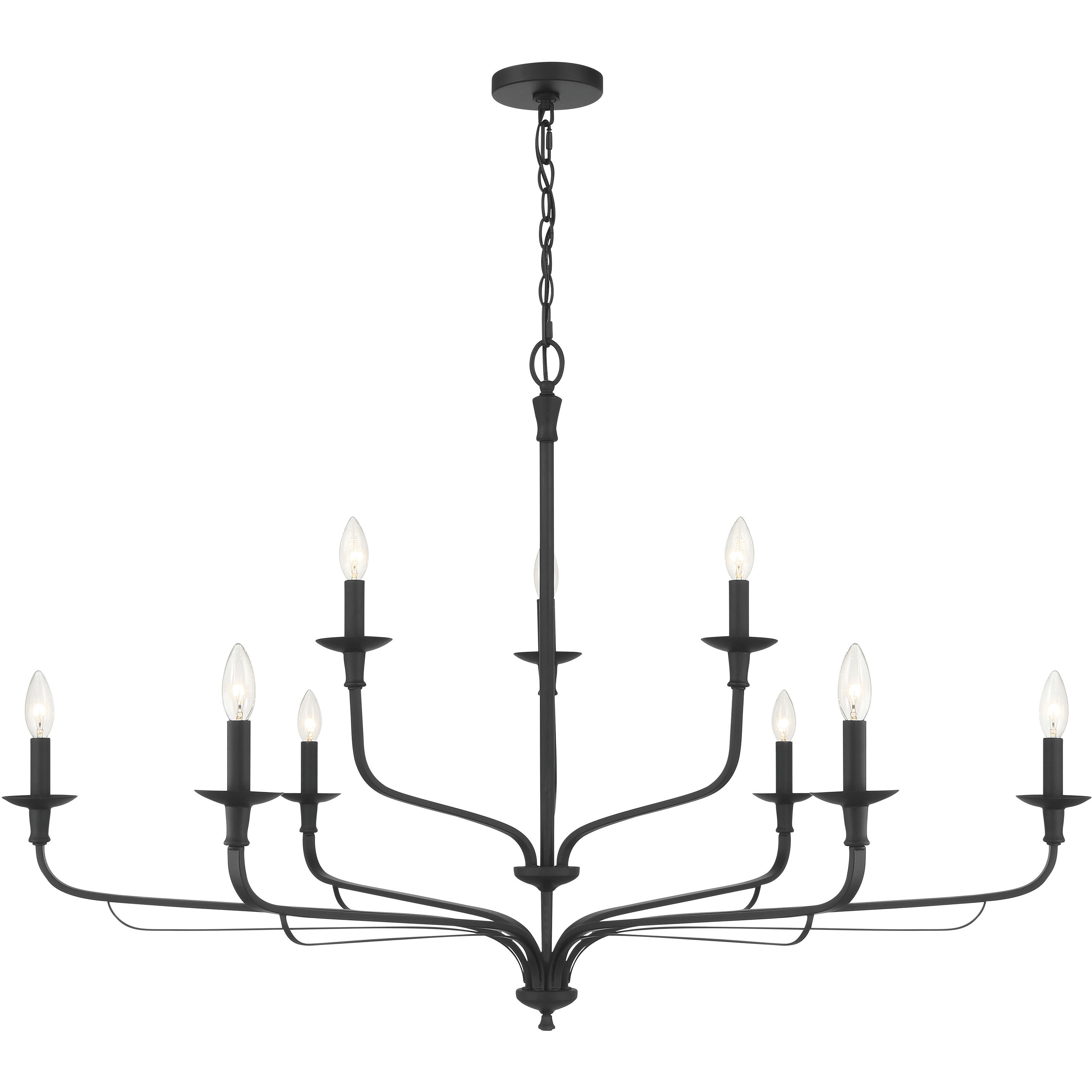 Velena 9 Light 47.25 inch Dark Matte Black Chandelier Ceiling Light