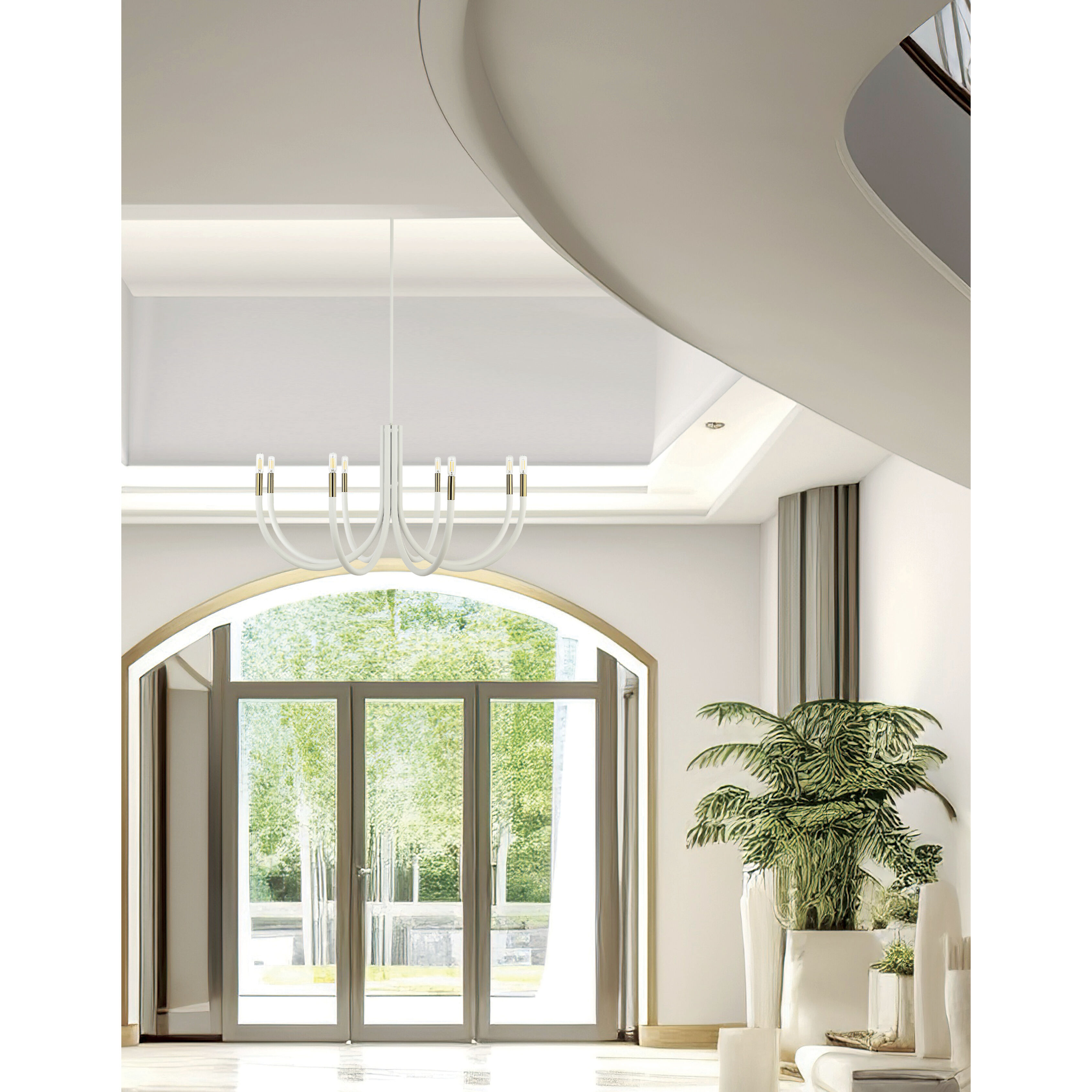 Wand 8 Light 38 inch Sand White/Aged Brass Chandelier Ceiling Light in Sandy White and Aged Brass