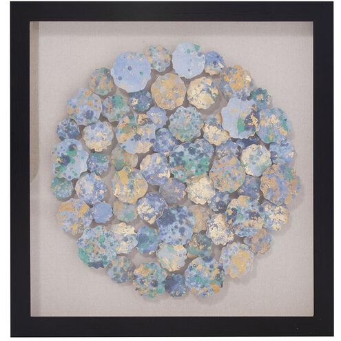 Abstract Chrysanthemum Blue/Natural/Black Shadowbox Art