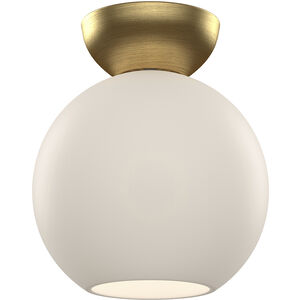 Arcadia 1 Light 7.88 inch Black with Brushed Gold Semi Flush Mount Ceiling Light in Opal