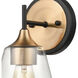 Villette 1 Light 7 inch Satin Brass with Matte Black Vanity Light Wall Light