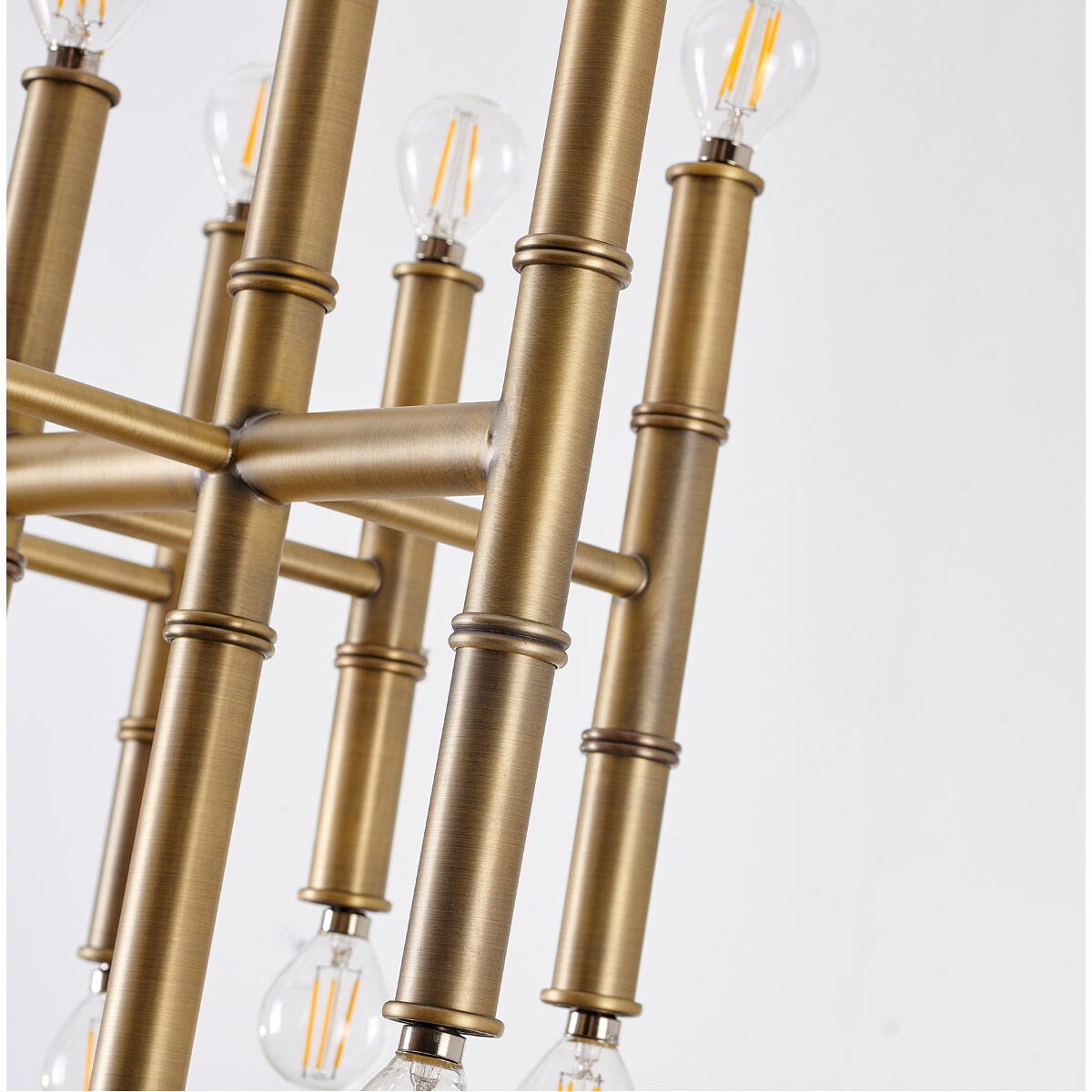 Canada 42 Light 14 inch Gold Chandelier Ceiling Light, Bamboo Pipe 