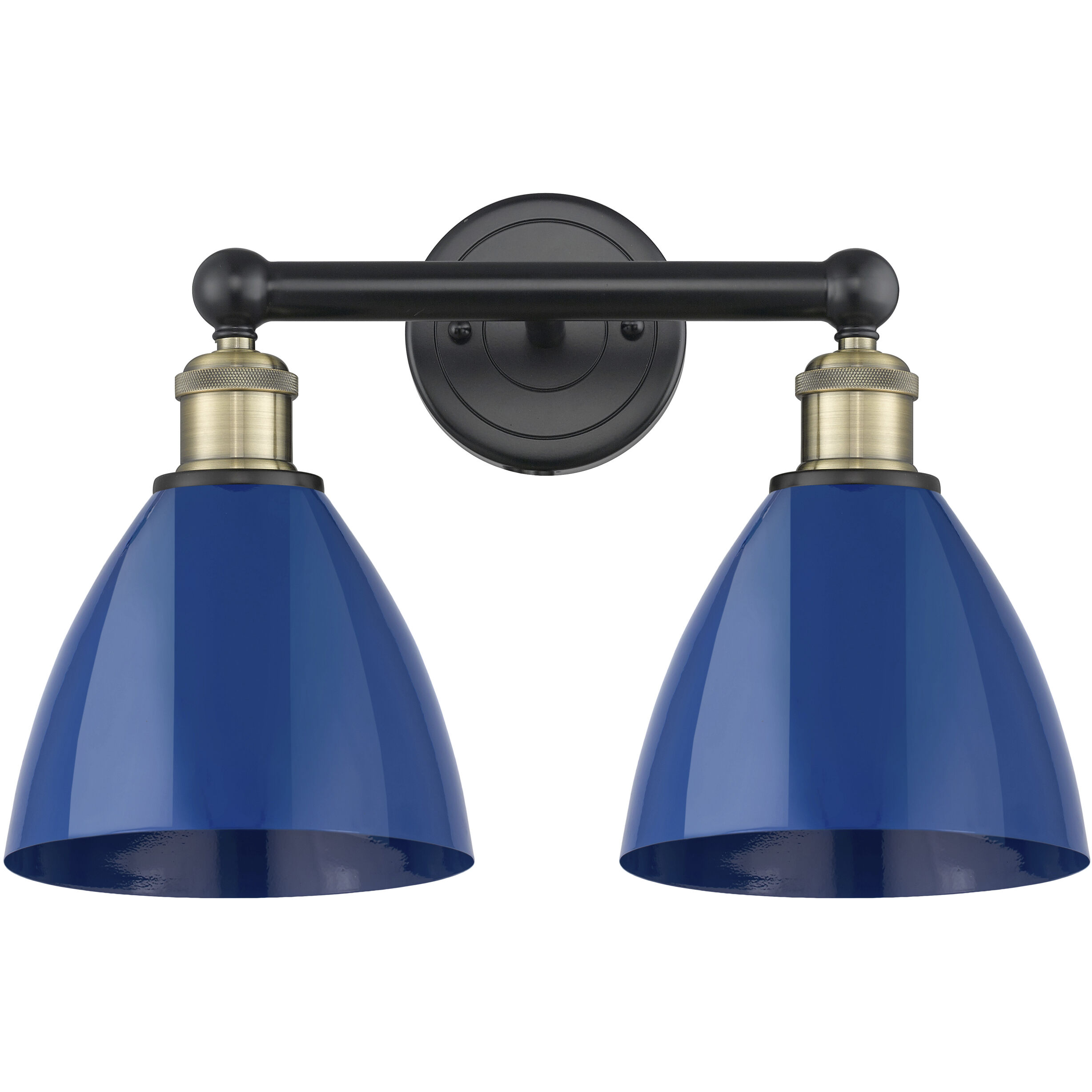 Plymouth Dome 2 Light 16.5 inch Black Antique Brass Bath Vanity Light Wall Light in Blue