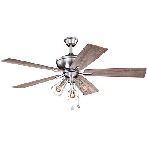 Clybourn 52 inch Satin Nickel with Driftwood-Walnut Blades Ceiling Fan