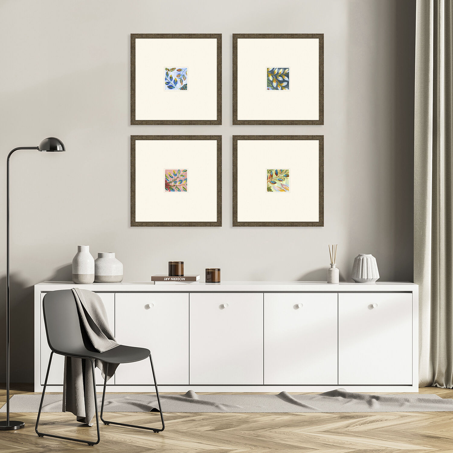 Botanica Blue and Black and Green and Orange Framed Art