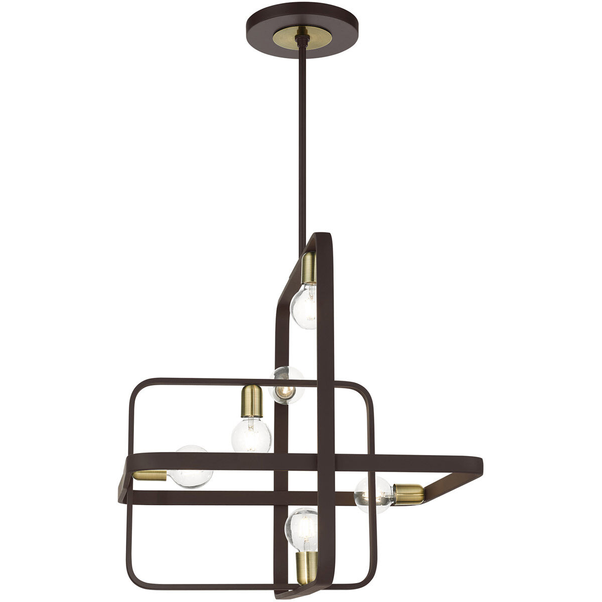 Bergamo 6 Light 25 inch Bronze with Antique Brass Accents Chandelier Ceiling Light