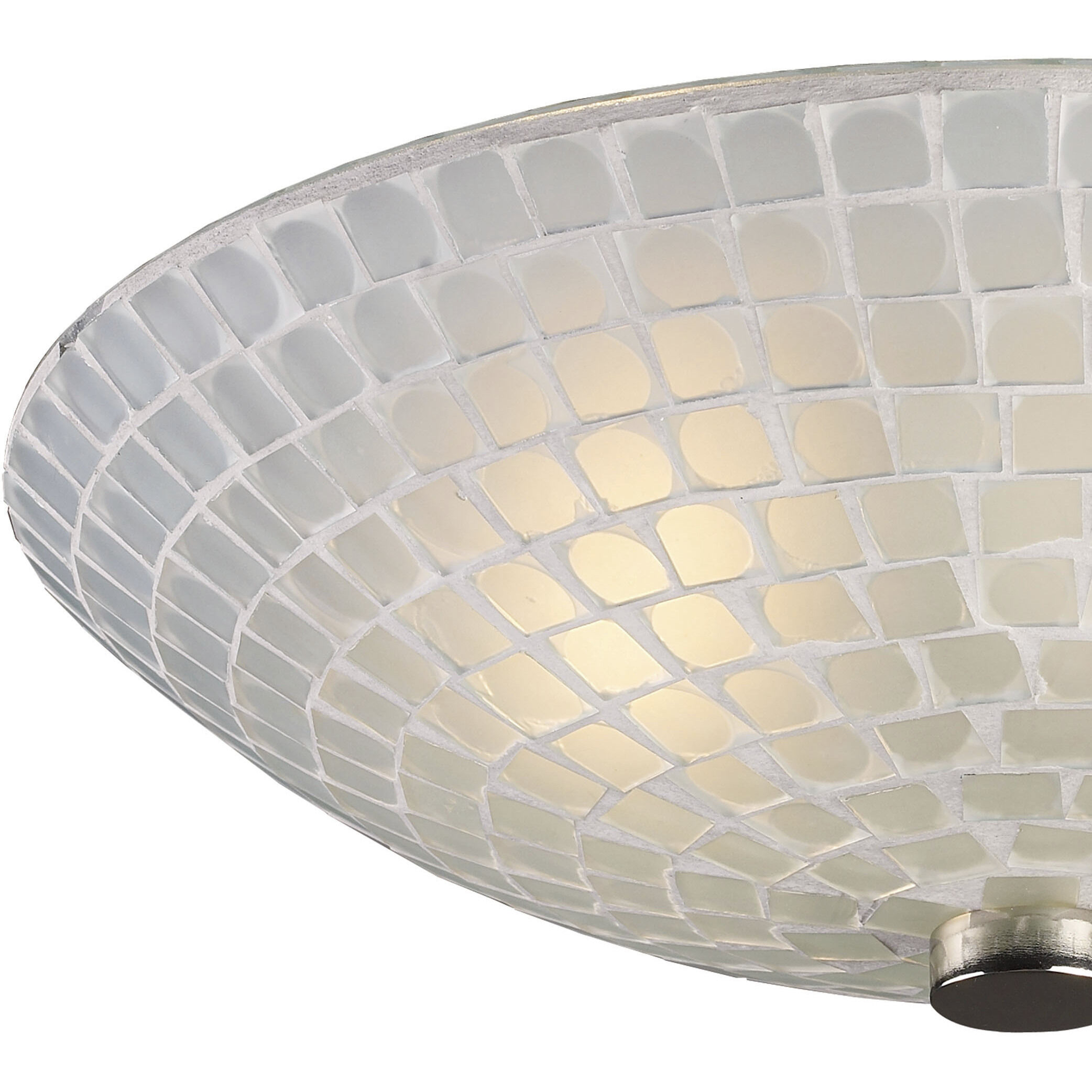 ELK 10139 2WHT Fusion 2 Light 12 inch Satin Nickel Semi Flush Mount Ceiling Light in White Mosaic Glass