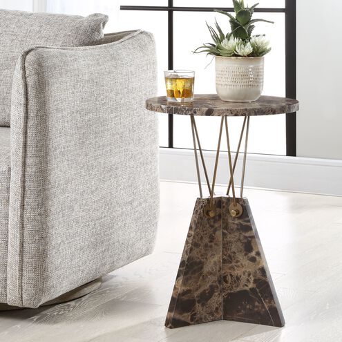Levitate 23.25 X 16 inch Brown Marble and Brass Accent Table