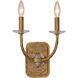 Atella 2 Light 9.75 inch Ashen Gold Wall Sconce Wall Light